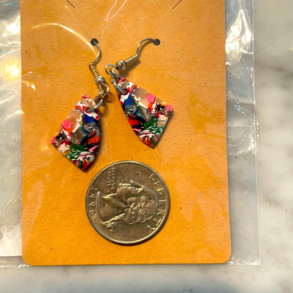 Artist resin earrings, colorful